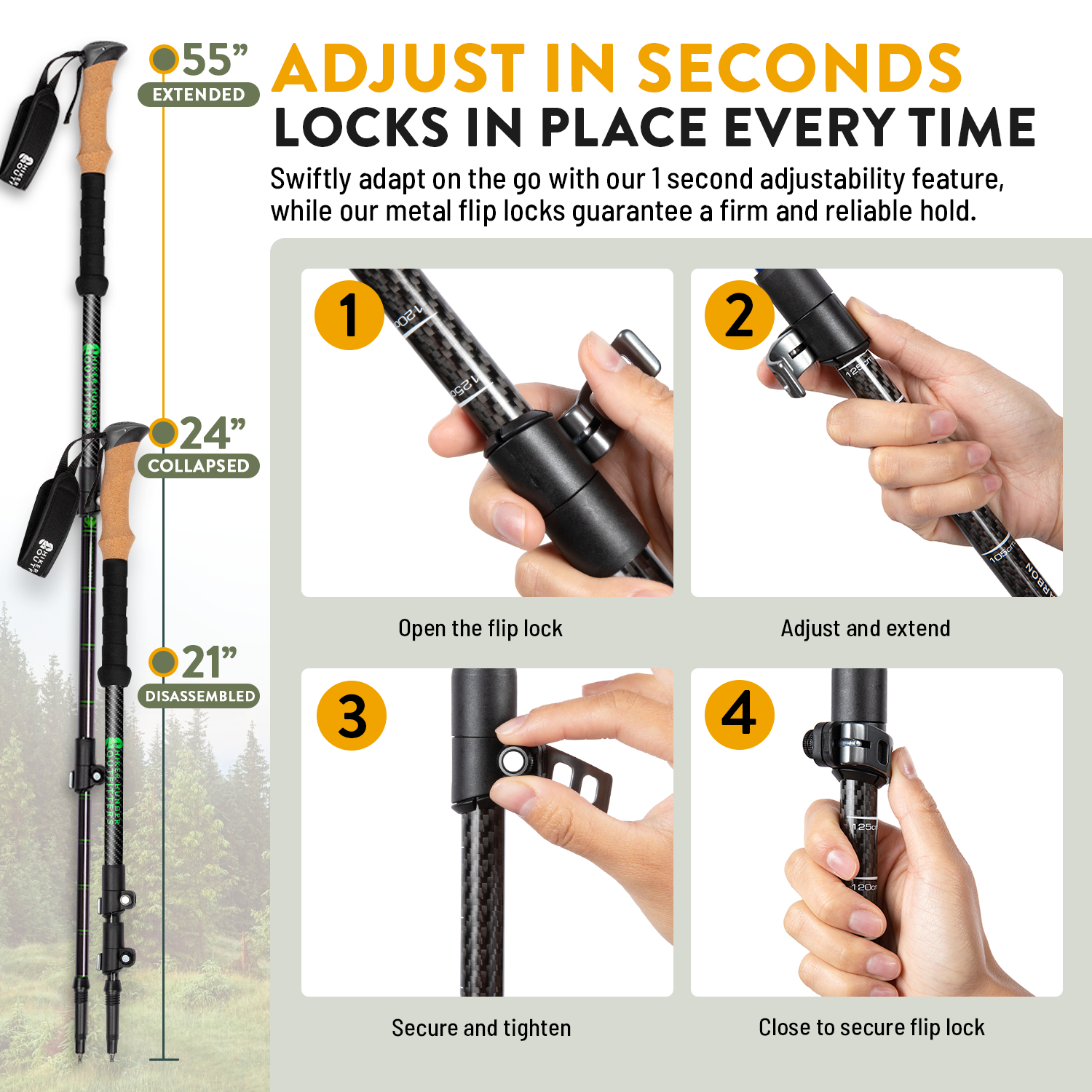 100% Carbon Fiber Trekking Poles