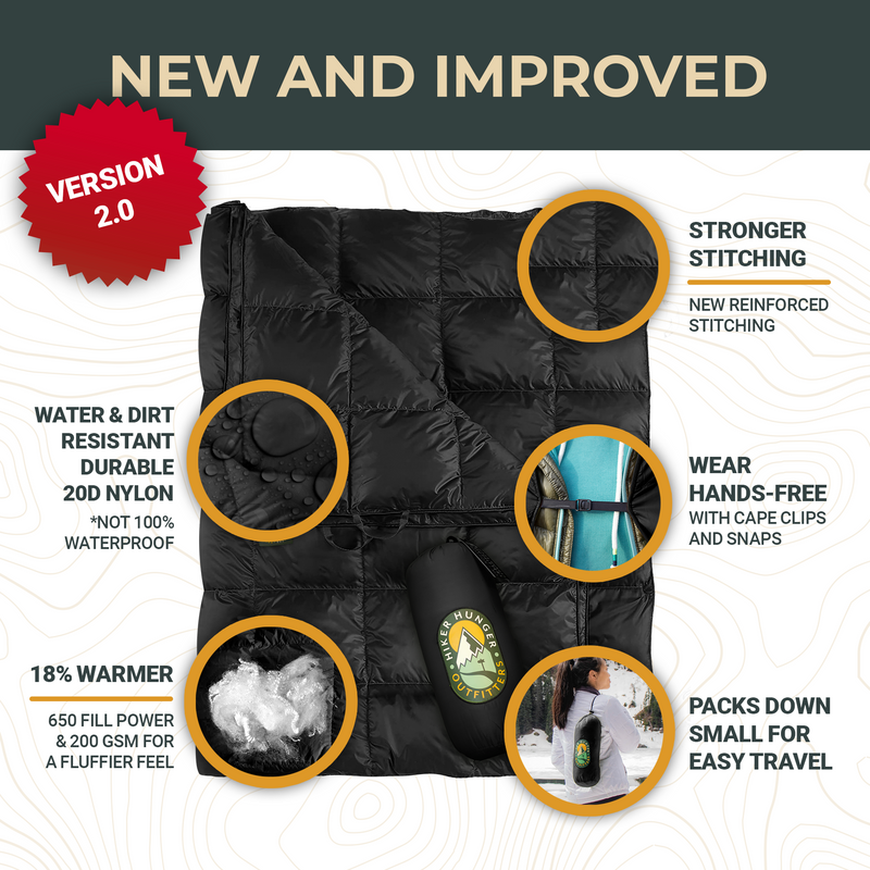 Down Insulated Camping Blanket | Thermal Blanket | Hiker Hunger Outfitters - Best Hiking Gear!