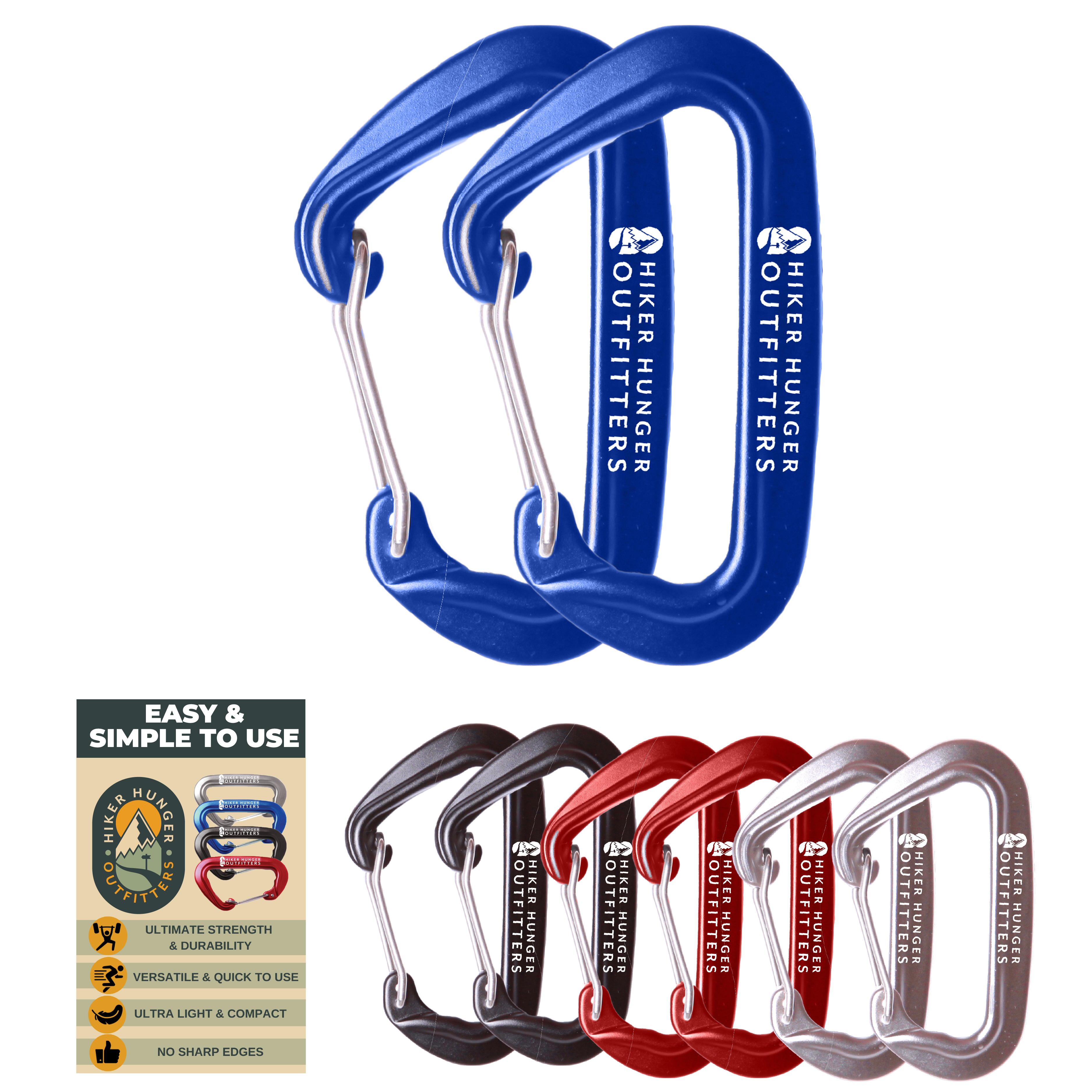 Aluminum Wire Gate Carabiners | Hiker Hunger Outfitters - Best Hiking Gear!