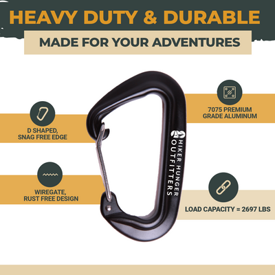 Aluminum Wire Gate Carabiners | Hiker Hunger Outfitters - Best Hiking Gear!